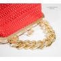 2022 Trendy Lady Designer Clutch  Bag Big Kiss-lock PU Leather Lattice Purse  Women Luxury Hasp Satchel  with Golden Chain