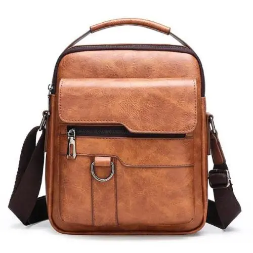 ZR534 Men Bag New Leather Briefcase Handbag backpack Single Shoulder Crossbody Bag PU Business Youth Vertical Boy Shoulder Bag