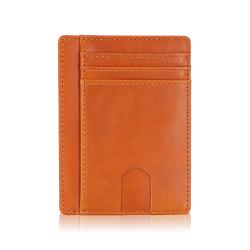 Personalized Custom Unisex Slim Leather Card Holder Wholesale Women And Men ID Window Rfid Blocking Card Holder Wallets
