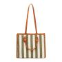 2024 Custom Stripe Canvas PU Tote Bags For Women Ladies Hand Bag Set With Pouch