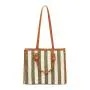 2024 Custom Stripe Canvas PU Tote Bags For Women Ladies Hand Bag Set With Pouch