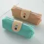 HR206 New Trend PU Snap Pen Bag Simple and Fresh Students Stationery Pencil Box Customized Logo Business Gift Pencil Storage Bag