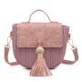 Cross-border Agitation Retro Women Knit Tassel Zipper & Hasp Handbags China PU Lady Bags Girl Pure Color Button Bucket Handbag