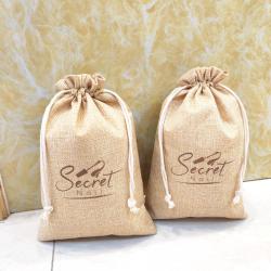 Custom Logo Printing Jute Drawstring Coffee Cocoa Bean Packaging Bag Food Christmas Gift Jute Linen Pouch