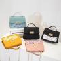 Wholesale Ladies Patchwork Color Diamond Square Bag Wholesale 2022 New Lock Chain Handbag Pu Leather Lock Tot Bag