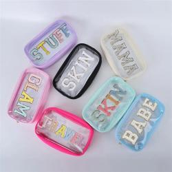 Designer Waterproof PVC Pouch Custom Clear Girls Makeup Cosmetic Bag Organizer Women Transparent Travel Toiletry Bag With Zipper