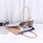 Gelory Custom Logo Artistic Simple Linen Bag Jute Tote Bag Student Super Large Capacity Cloth Bag