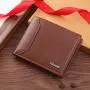 Men's Casual Thin Soft Wallet New Young Multi-Card Holder with Open Closure Fashion Stitching Waterproof Feature