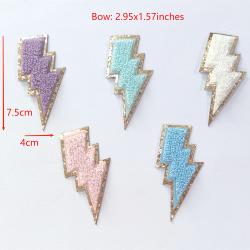 Stock Multi Colorful Cute Embroidered Sticky Applique for Clothing Smiley Face Rainbow Letters Heart Adhesive Chenille Patch