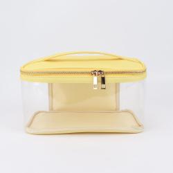 New Design Custom Chenille Letter Patches Nylon Transparent Portable Zipper Makeup Bag Travel Toiletry Clear Cosmetic Bag