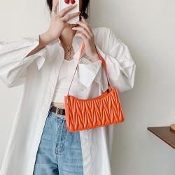 Custom Logo Designer Fashion Ruched Crossbody Bag China Wholesale PU Ladies Purses Girl Pure Color Square Hand Bag