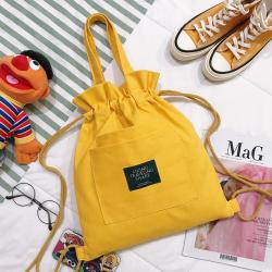 Korean Style Simple Multifunctional Women's Backpack Wholesale Shopping Bag Creative Bunched Canvas Drawstring Shoulder Bag