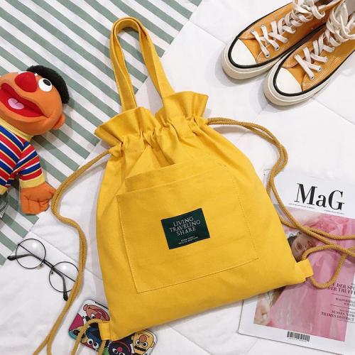 Korean Style Simple Multifunctional Women's Backpack Wholesale Shopping Bag Creative Bunched Canvas Drawstring Shoulder Bag