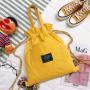 Korean Style Simple Multifunctional Women's Backpack Wholesale Shopping Bag Creative Bunched Canvas Drawstring Shoulder Bag