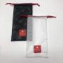 Custom Logo Printing Black White Nylon Mesh Gift Packaging  Bag Luxury Drawstring Mesh Pouch For Shoe