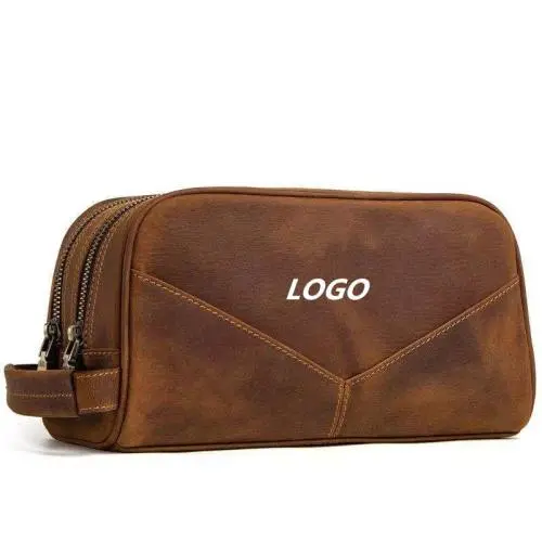 High quality genuine leather men tote bag factory retro leather wallet fashion men's card bag men's business bag