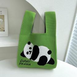 Fashionable Knitted Cute Giant Panda Handheld Large Capacity Bento Bag sac main femm sac
