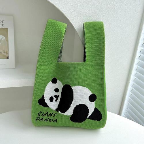 Fashionable Knitted Cute Giant Panda Handheld Large Capacity Bento Bag sac main femm sac