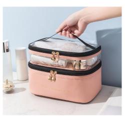HR234 Ladies Fresh Sweet Makeup Bag Women's Storage Fashion Portable Cosmetic Bag Waterproof PU Travel Pleasant Trip Wash Bag