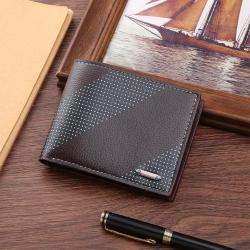 Men's Casual Soft Wallet New Young Multi-Card Fashion Two-Fold Horizontal Design Waterproof Open Closure