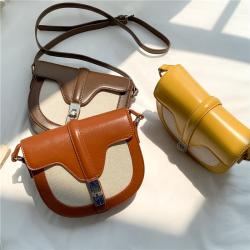 Custom Logo Mini Saddles Bag Pu Leather Stitching Colours Fashion Semicircle Trend Shoulder Crossbody Bag Women's Saddle Bags