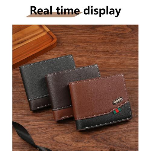 Men's short wallet, spliced retro cross-border men's leather wallet, multi-card slot soft leather money clip, factory wholesale