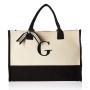 Gelory Customized Letter Logo Oversized Cotton Canvas Tote Initial Gifts Beach Bag Recycled Monogrammed Women Tote Bags
