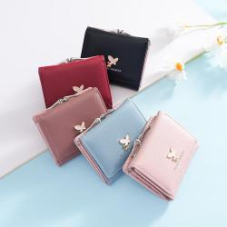 New Arrival Large Capacity Women Short Wallet Butterfly Lock Multi Credit Card Holder Three-fold Coin Purse Wallet carteras para mujer