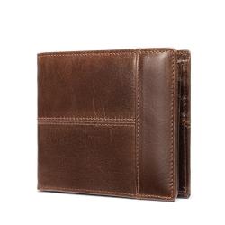 XL297 RFID Men's Genuine Leather Short Wallet Soft Comfortable Purse Gift Packaging Box Card Holders Accept Customized Logo