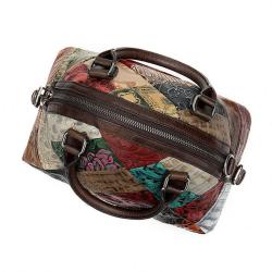 2020 Splicing Embossed Leather Round Bag Women's Crossbody Leather Circle Handbag