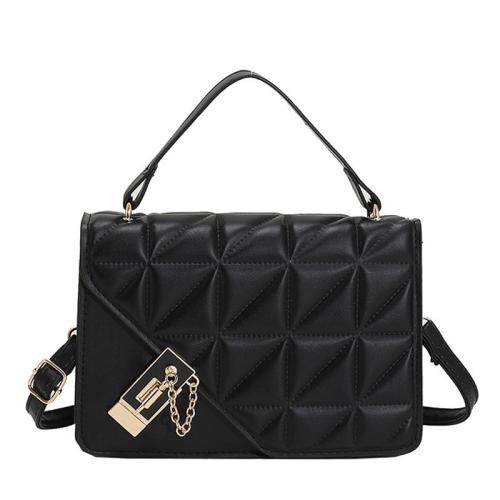 HR276 Versatile Popular Handbag PU Solid Color Embossed Diamond Grid One Shoulder Crossbody Women's Bag Lock Buckle Square Bag