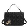 HR276 Versatile Popular Handbag PU Solid Color Embossed Diamond Grid One Shoulder Crossbody Women's Bag Lock Buckle Square Bag
