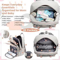 LOVEVOOK Flap Multipurpose Diaper Bag for Baby Waterproof Travel Baby Bag for Mom with Changing Pad Diaper Bag Mommy Backpack