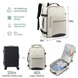 LOVEVOOK 40L TSA Flight Approved 17 inch Laptop Bags Luggage Waterproof Men Women Travel Carry on Backpacks with 3 Packing Cubes