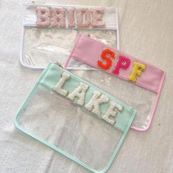 Custom Zipper Close Flat Transparent Waterproof Brush Organizer Pouch PVC Cosmetic Cases Travel Toiletry Women Clear Makeup Bag