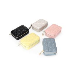 2024 Custom Embroidery Leather Coin Purse Wallet For Women Mirror Lipstick Bag