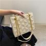 Simple Ladies Fashion Spring Summer Popular Bags Texture Chain Diamond Lattice Crossbody Bag Emboss Single Shoulder Casual Bag