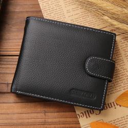 XL003 Men's Genuine Leather Short Wallet Soft Comfortable Purse Triple Folding Slim Metal Card Holders Accept Customized Logo