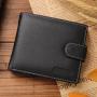 XL003 Men's Genuine Leather Short Wallet Soft Comfortable Purse Triple Folding Slim Metal Card Holders Accept Customized Logo