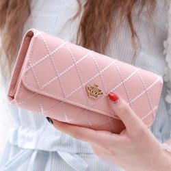 Hot selling women's long multi-functional diamond crown buckle large capacity wallet