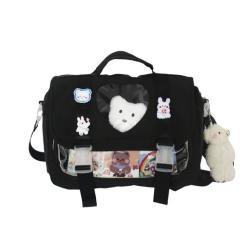 Factory supplier crossbody ita shoulder bag designer pin display window clear pvc custom ita bag