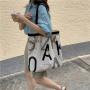 Wholesale Durable Large Capacity Fashion Ecofriendly Canvas Shopping Shoulder Bags Portable Letters Canvas Tote Bag