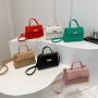 Fashionable Cute Mini PU Leather Women Shoulder Bag Novelty Button Cross Body Purses Crocodile Design Clutch Bag