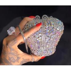 Women wedding Sliver Crown diamond party skull handbag hand rhinestone ice cream clutch popcorn gun purse fish cake evening bags