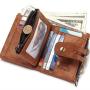 OEM280 Cowhide Genuine Leather Men Wallet Coin Purse Small Mini Card Holder Vintage Hasp Men Wallets RFID Blocking Slim Wallet
