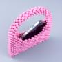 New arrival acrylic resin handmade hand bag silver beaded shoulder bag diy portable mini bucket woven bags for women