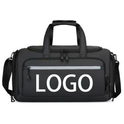 Bsci Factory Large Capacity Front Zip Pocket Nylon Men Travel Bag Sports Gym Duffle Bag With Shoe Compartment
