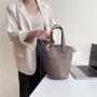 Women's Handbag Basket Shoulder Tote Crossbody Messenger Bag Ladies Large Capacity Fashion Splicing Leather Bucket Bag