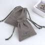 Custom Emboss Microfiber Jewelry Storage Gray Packing Drawstring Pouch Luxury Watch Gift Earring Jewelry Suede Bag