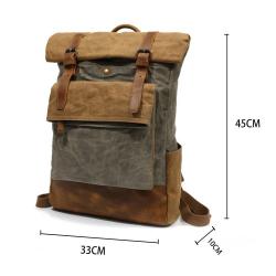 Factory Wholesale outdoor retro travel bag Crazy Horse Leather Casual bags school work Men's Shoulder Oil Waxed Canvas backpacks